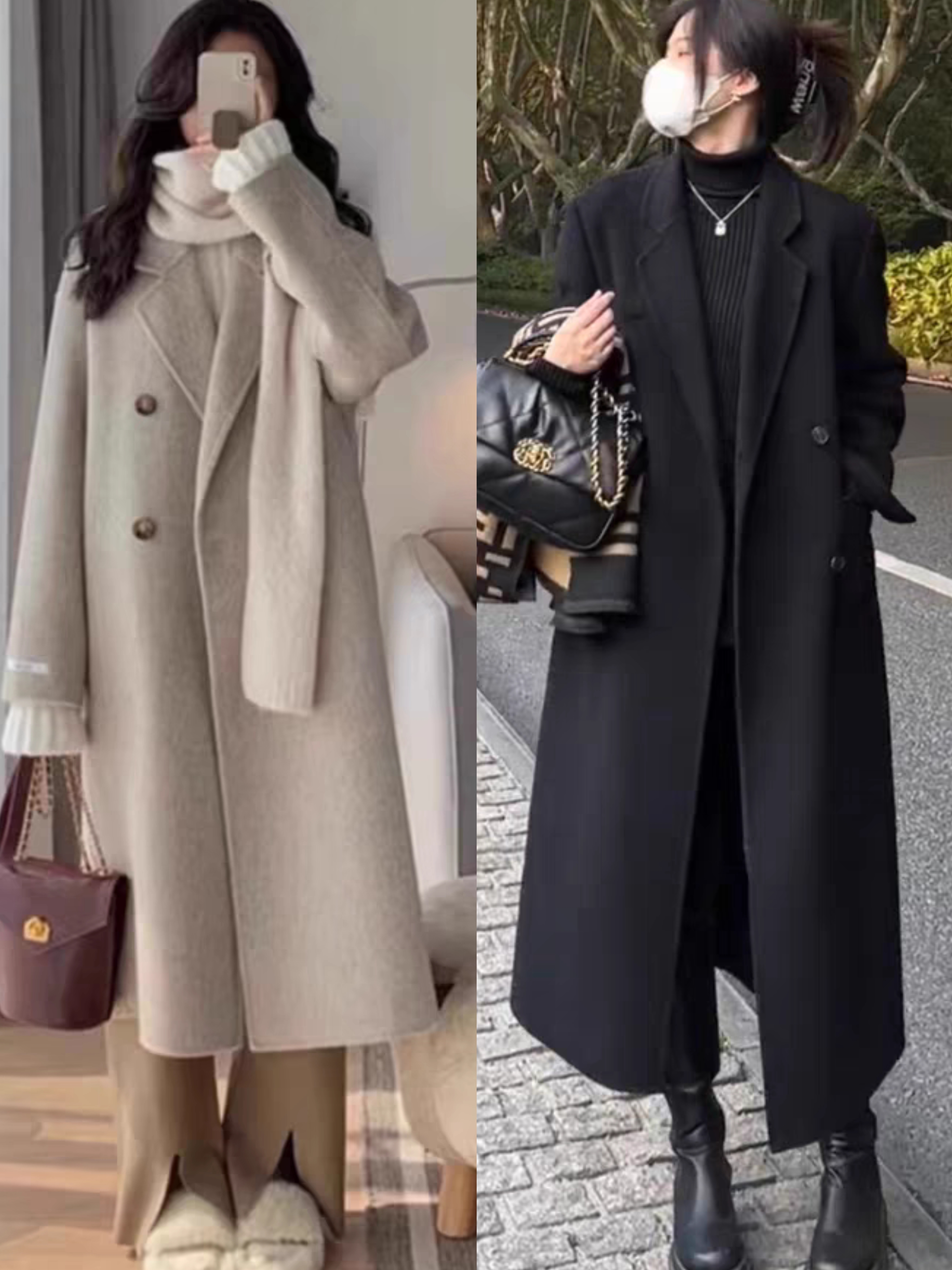 冬季女生长款呢子大衣时髦干练利落气质穿搭 冬季女生长款呢子大衣是