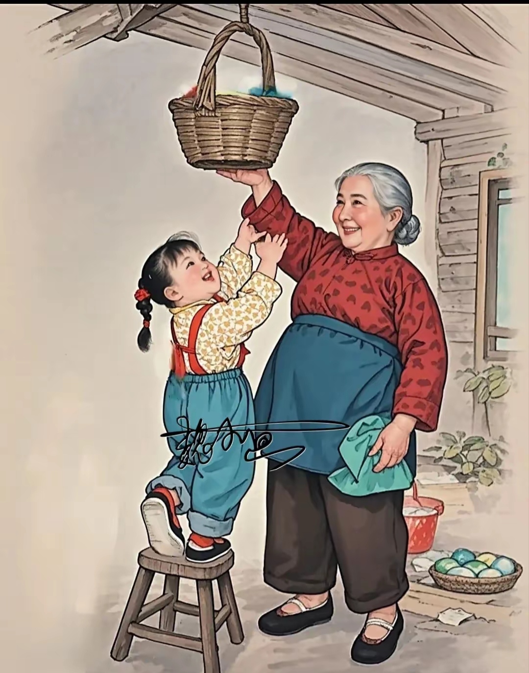 记得小时候,我家房檐下挂着个圆圆的柳条编的篮子