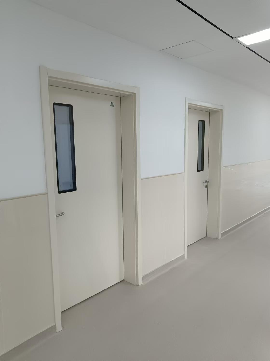 双层净化玻璃医院钢质门安装完成 可定制透明磨砂要求