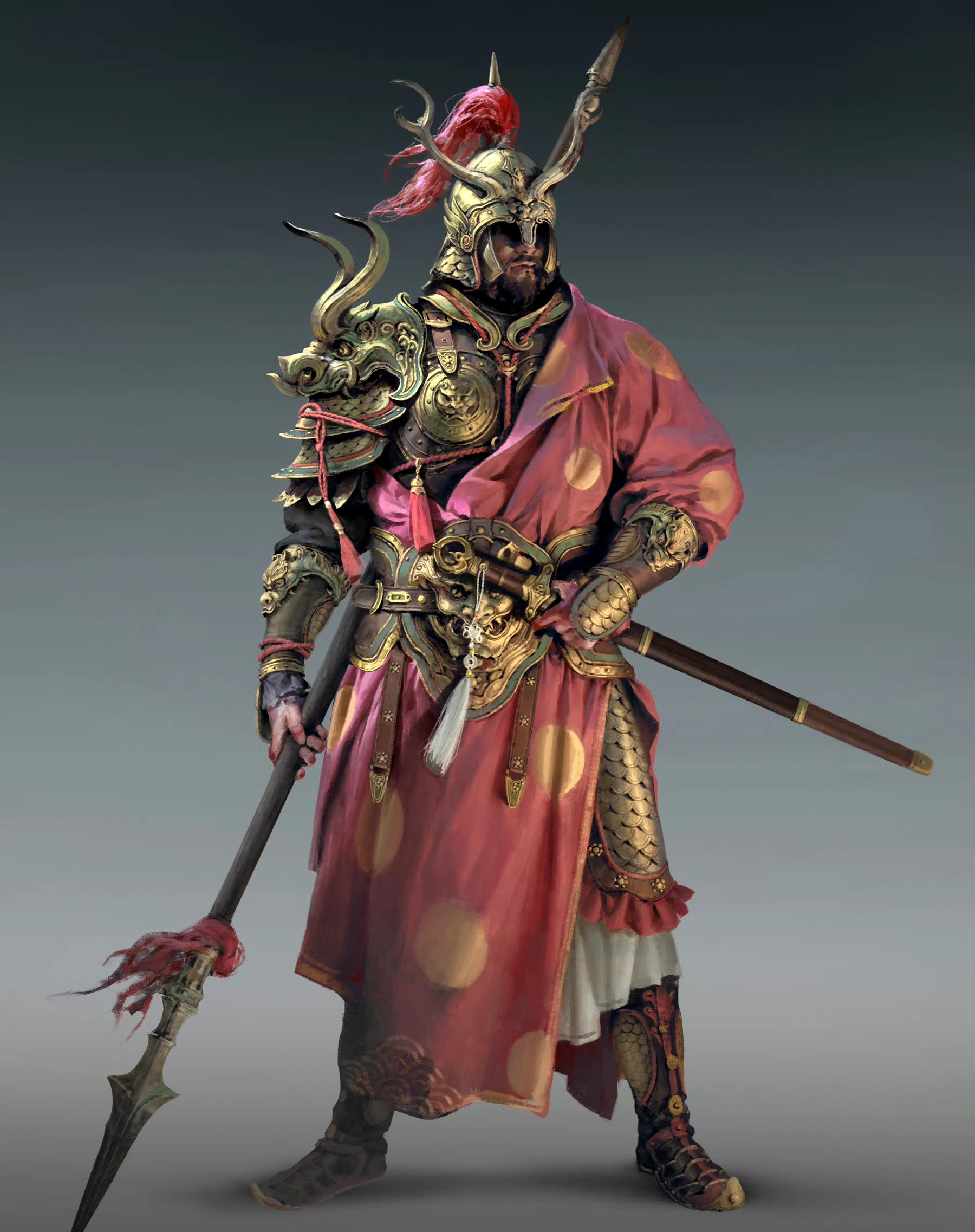 画师顾徳雄绘制的一组古代人物插画作品,用写实的风格描绘了古代军士