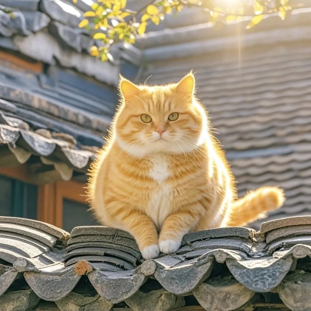 小橘猫秋日晒太阳 壁纸/头像