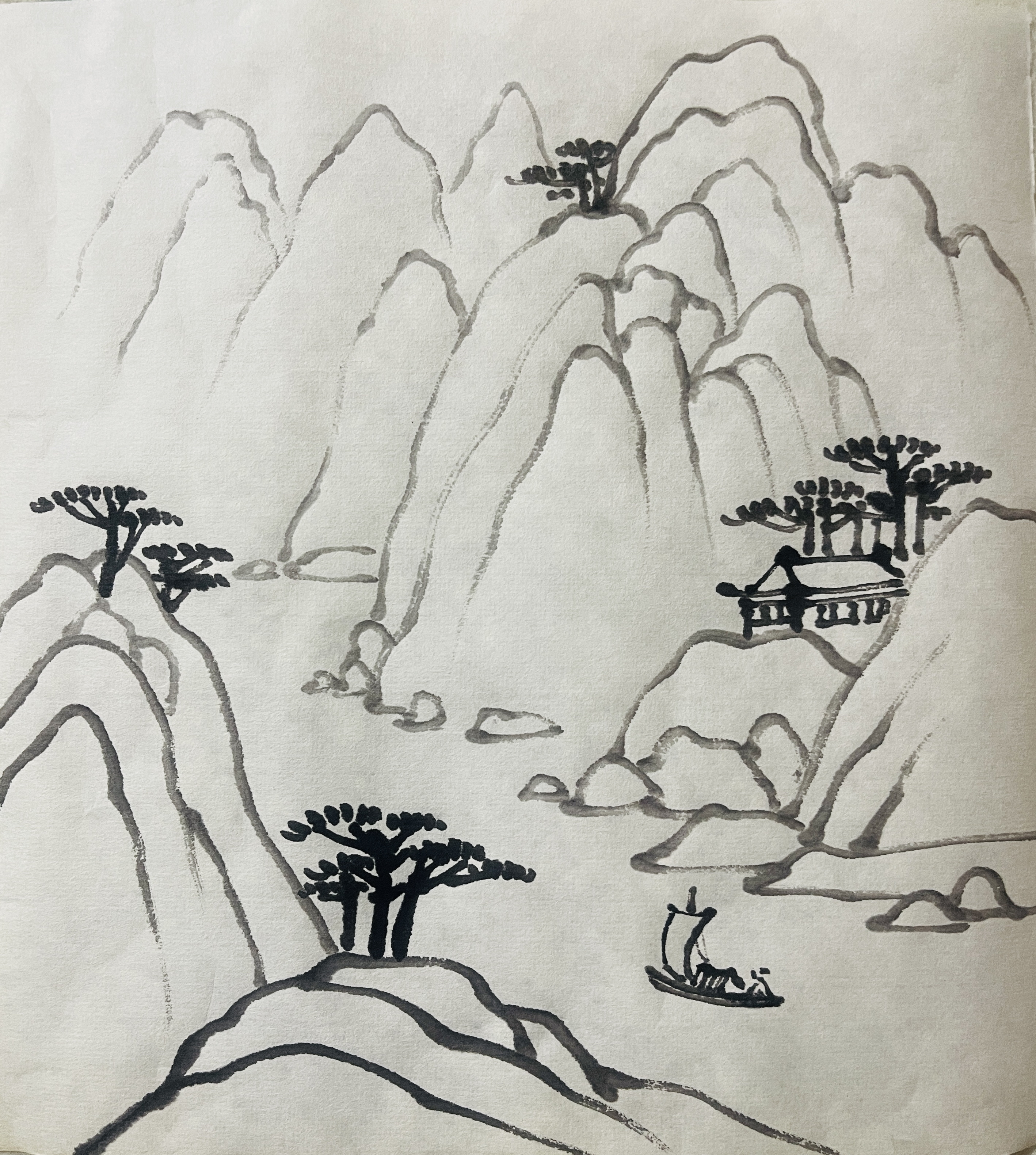 跟着教程步骤画山水画"清幽古意图"毫无压力!一学就会#国画教程