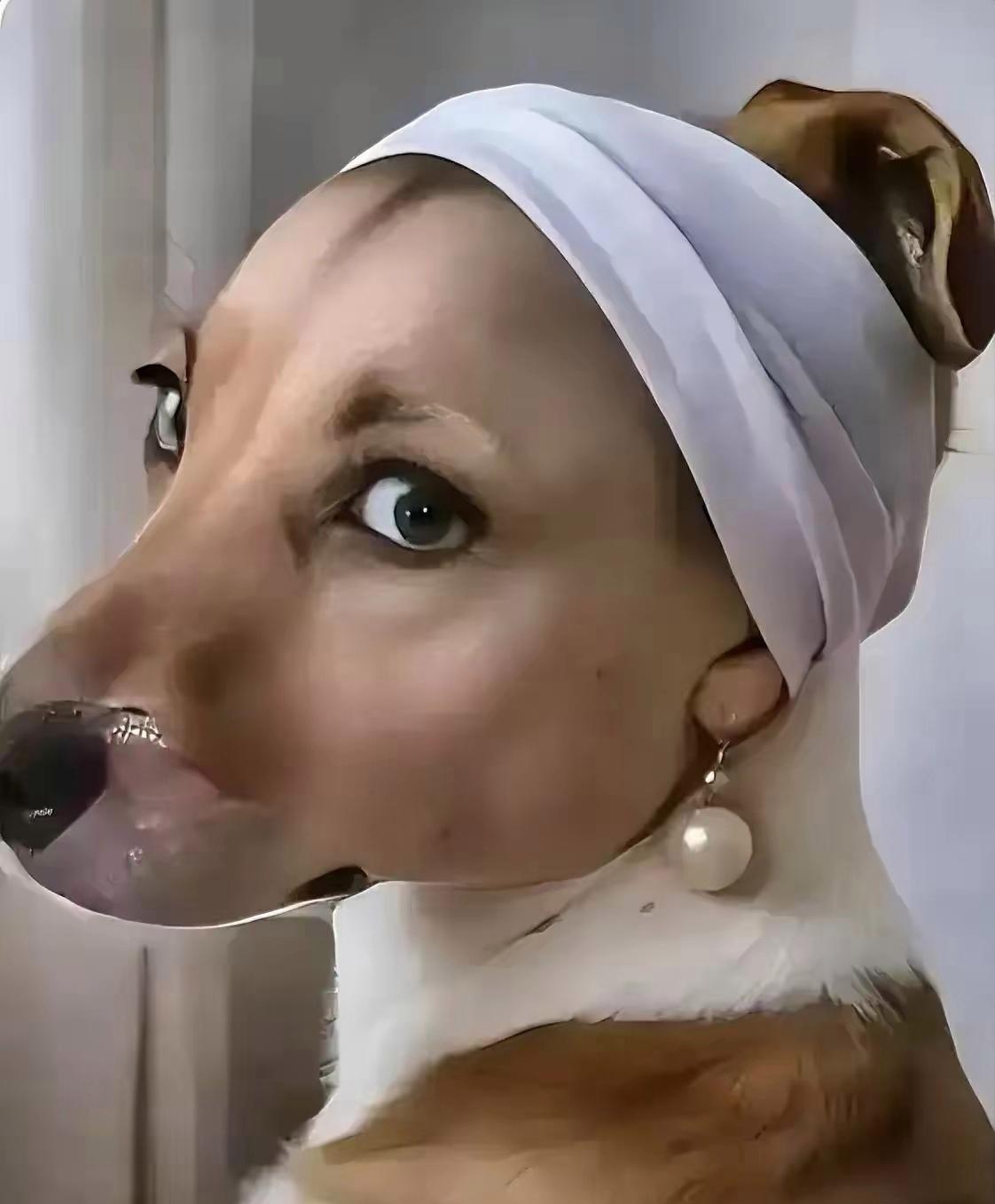 这张图片里面这只狗狗的主人,她的化妆技术简直是超级棒!