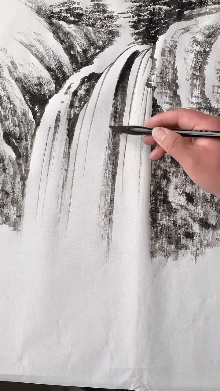 瀑布画法示范之九
