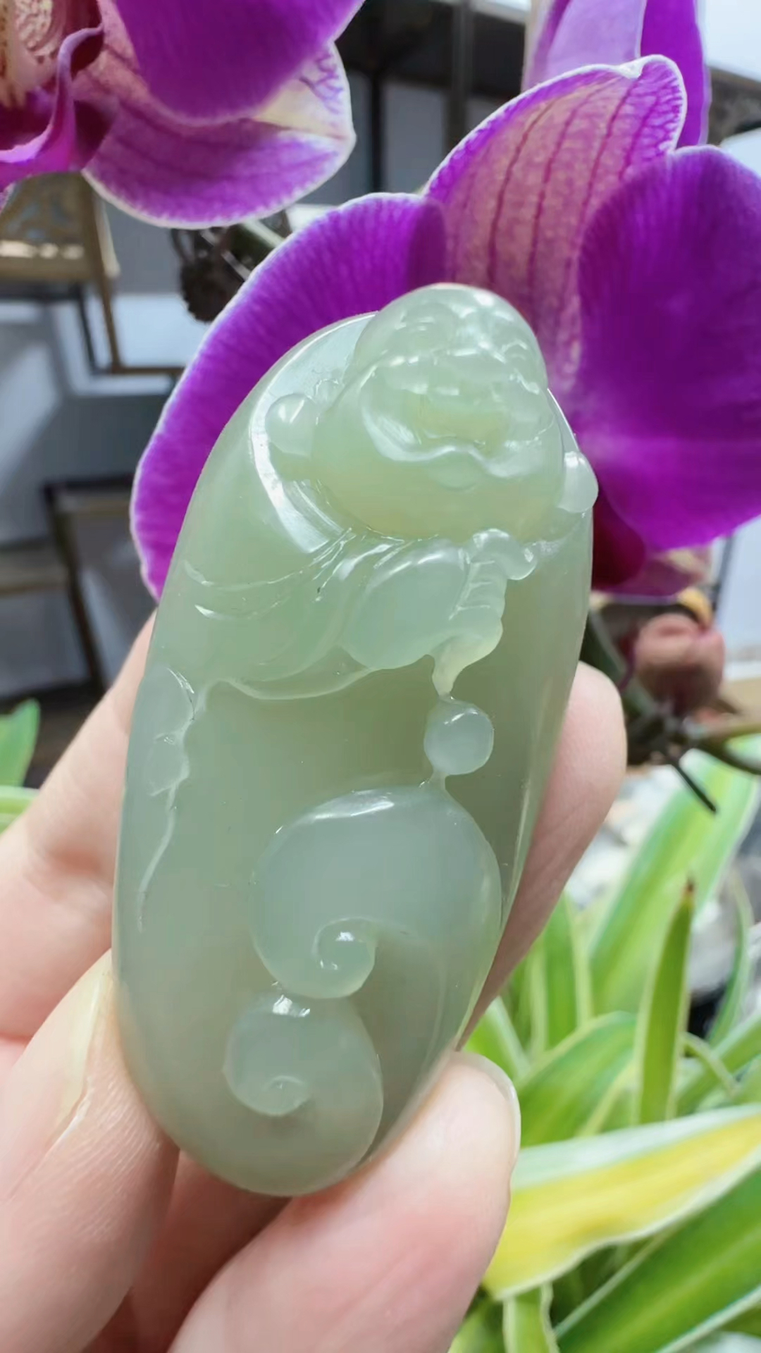 和田玉青海料笑脸佛公