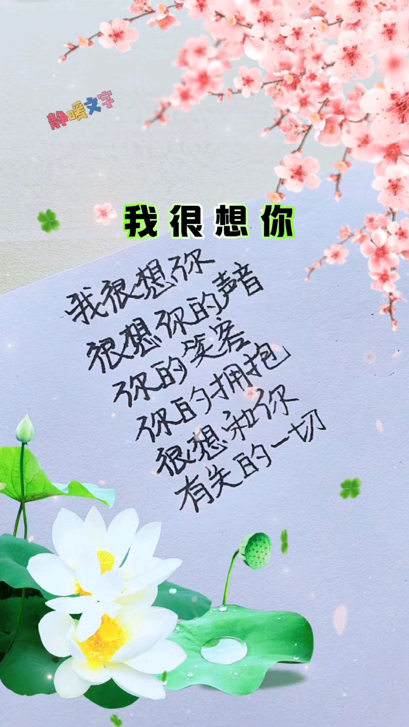 我很想你,很想你的声音,很想你的笑容,很想和你有关的一切