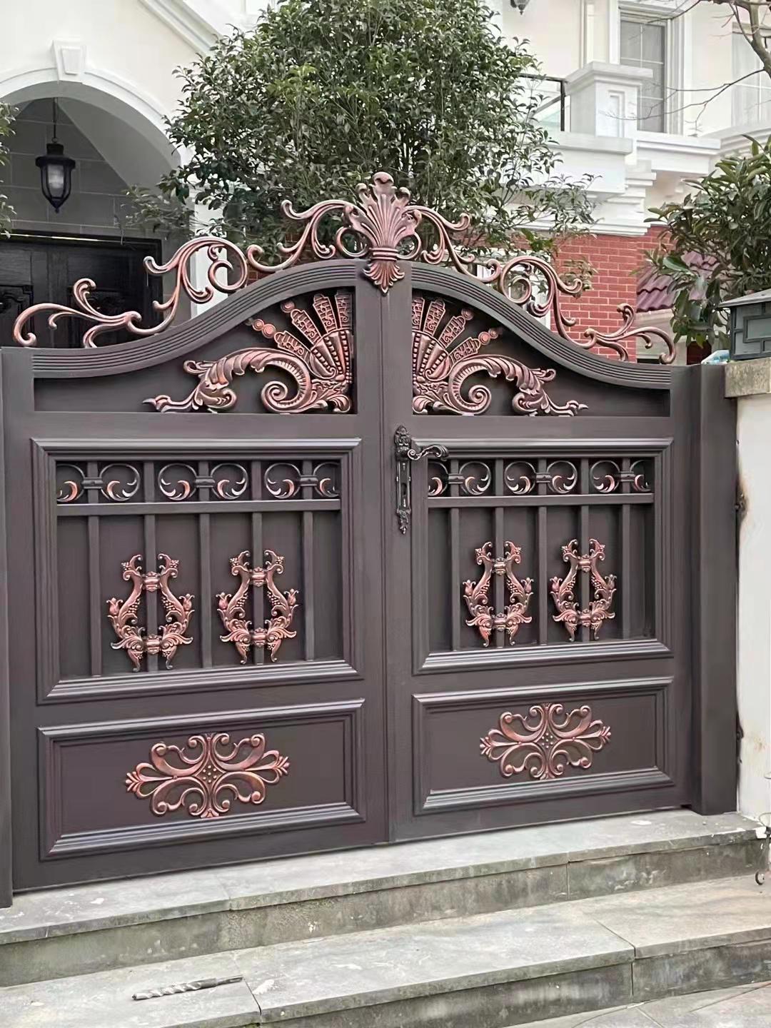 别墅庭院铝艺大门电动折叠门平移门天津伟艺业厂家