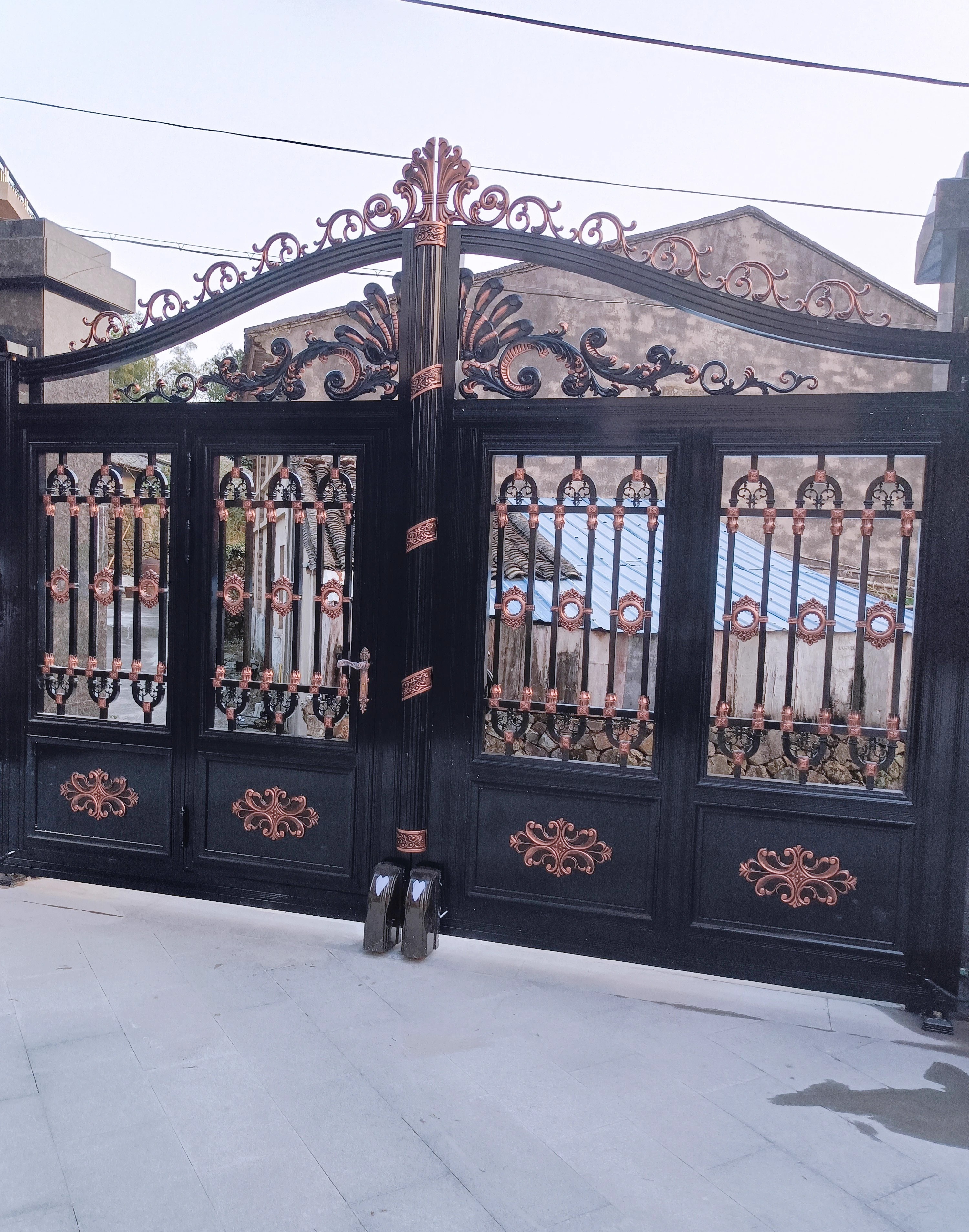 天津西青区悬浮门 别墅铝艺大门定做安装