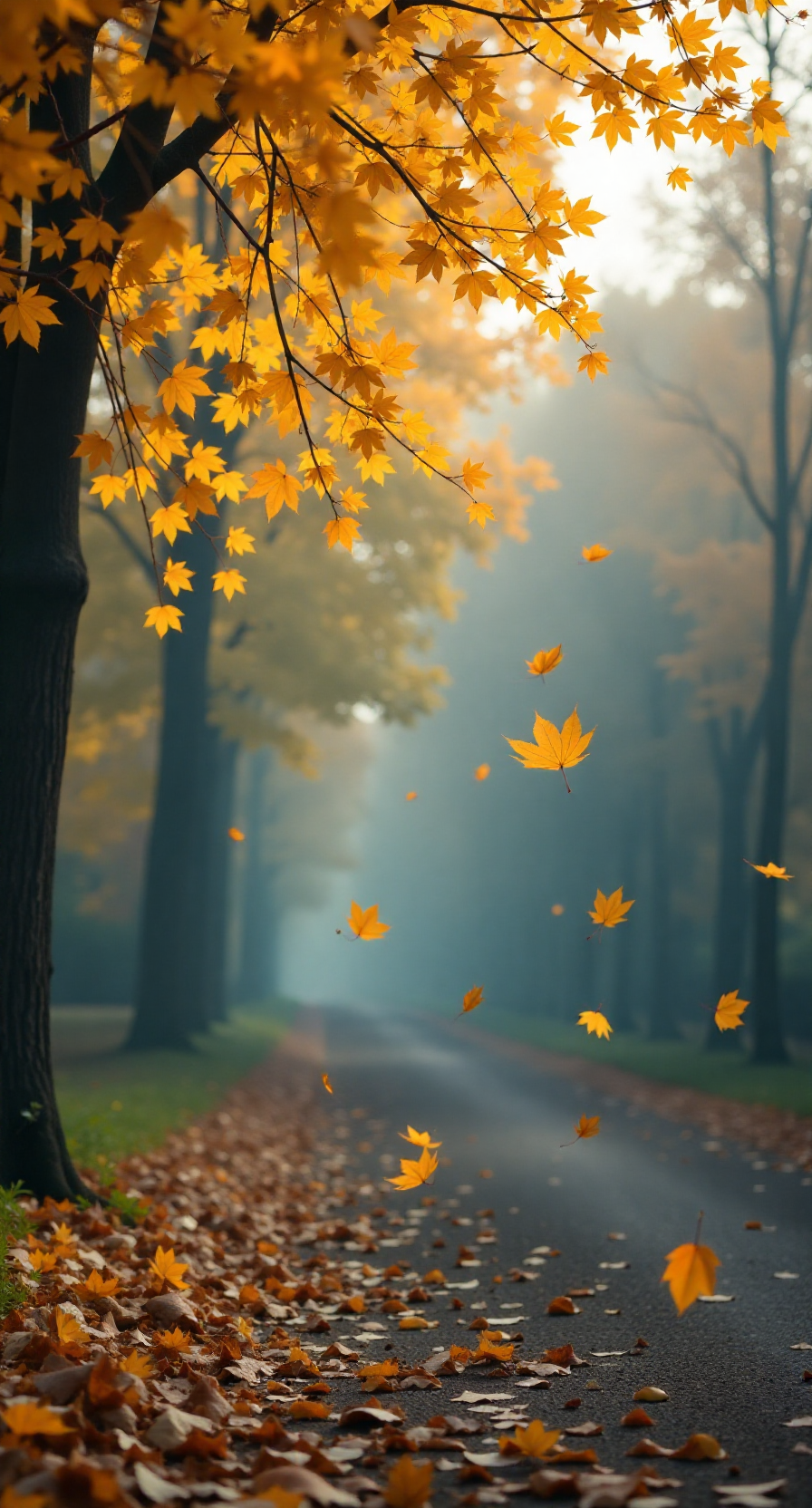 一片片金黄的落叶,宛如时光的信笺,带着秋的告别,投入冬的怀抱