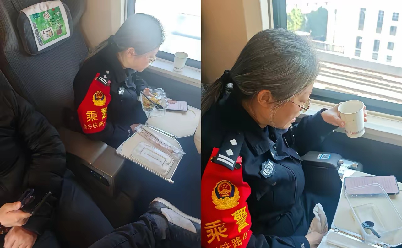 在飞驰的高铁车厢内,一幕场景令人印象深刻