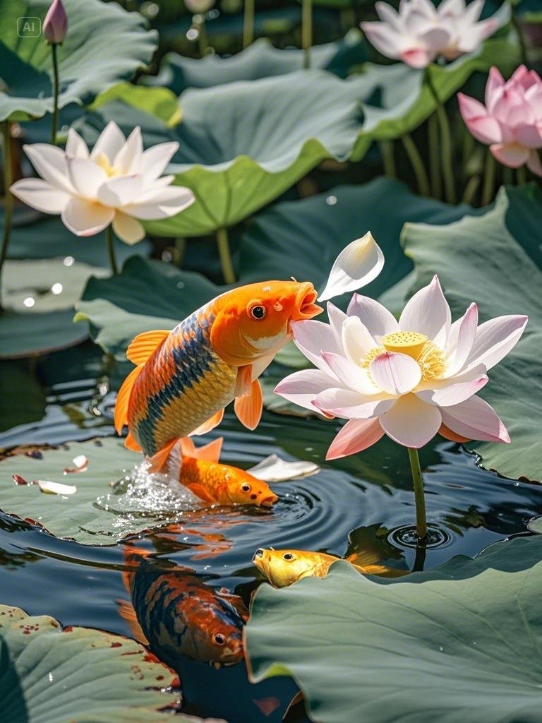 七彩锦鲤"鱼跃龙门",祝见者好运连连!#热问计划# #动态连更挑战