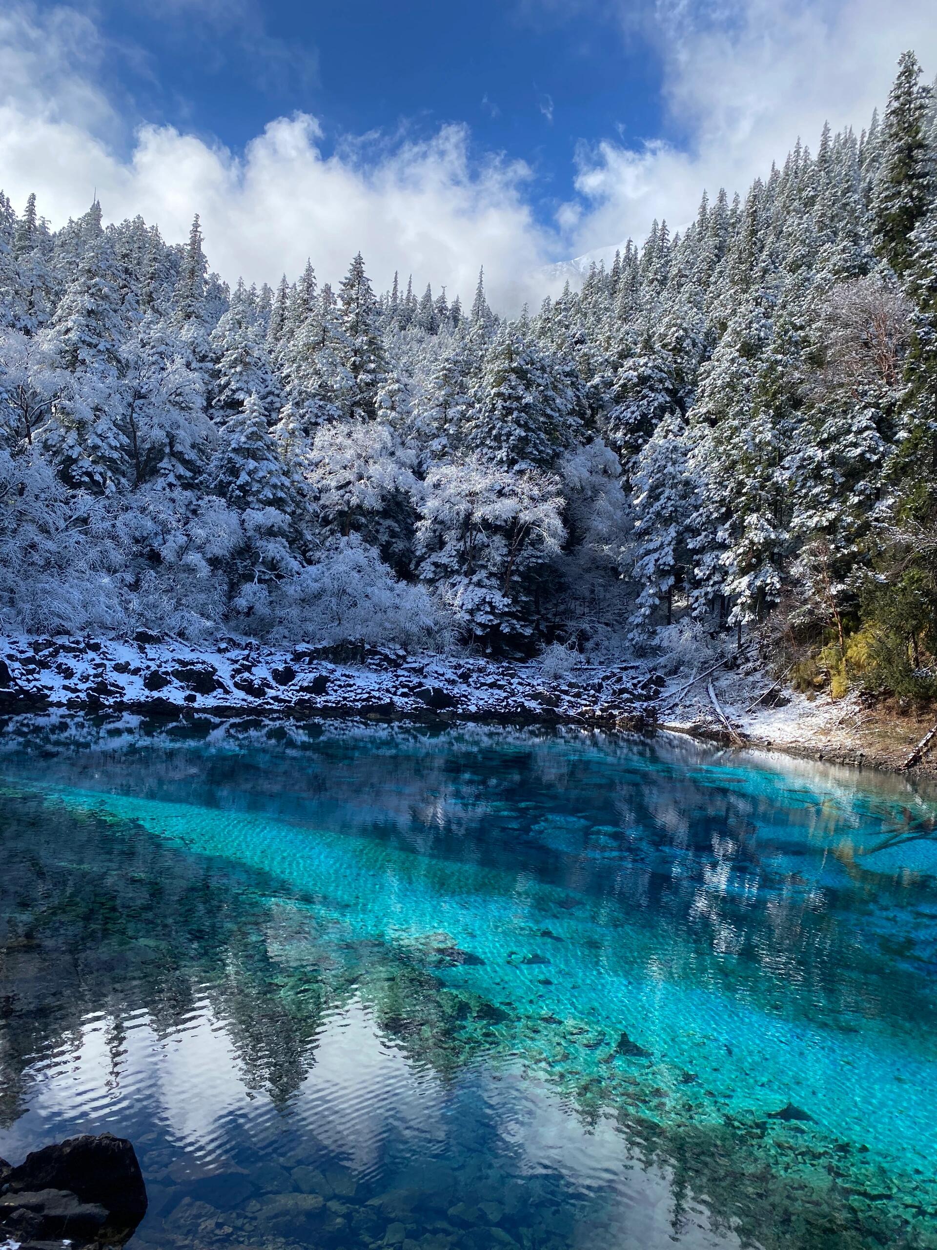 11.4 的九寨沟长海和五彩池 雪景有了,阳光开了,彩林还在