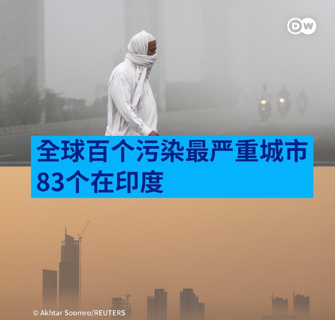 dw:全球污染最严重的 100 座城市全部位于亚洲,其中 83 座位于印度