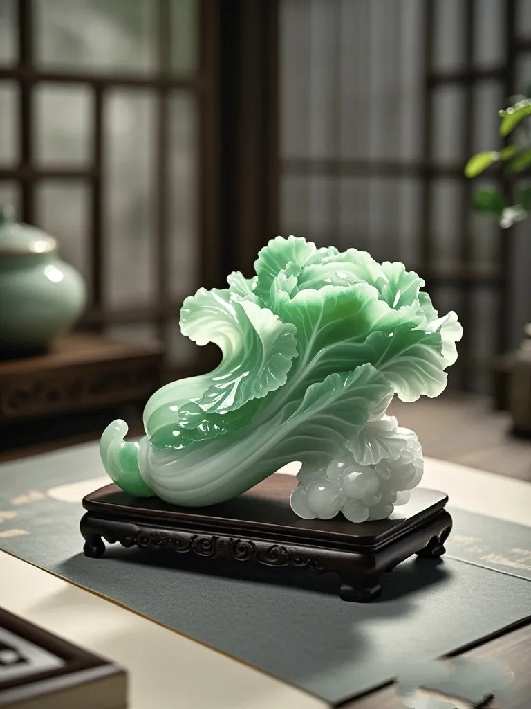 白菜百财,翡翠玉石大白菜 好看的翡翠玉石大白菜,真的好喜欢!