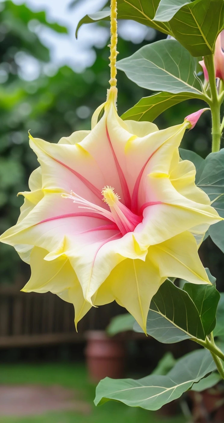 代表不可预知的死亡和爱,曼陀罗植株高大,花朵硕大而美丽,常见的有香