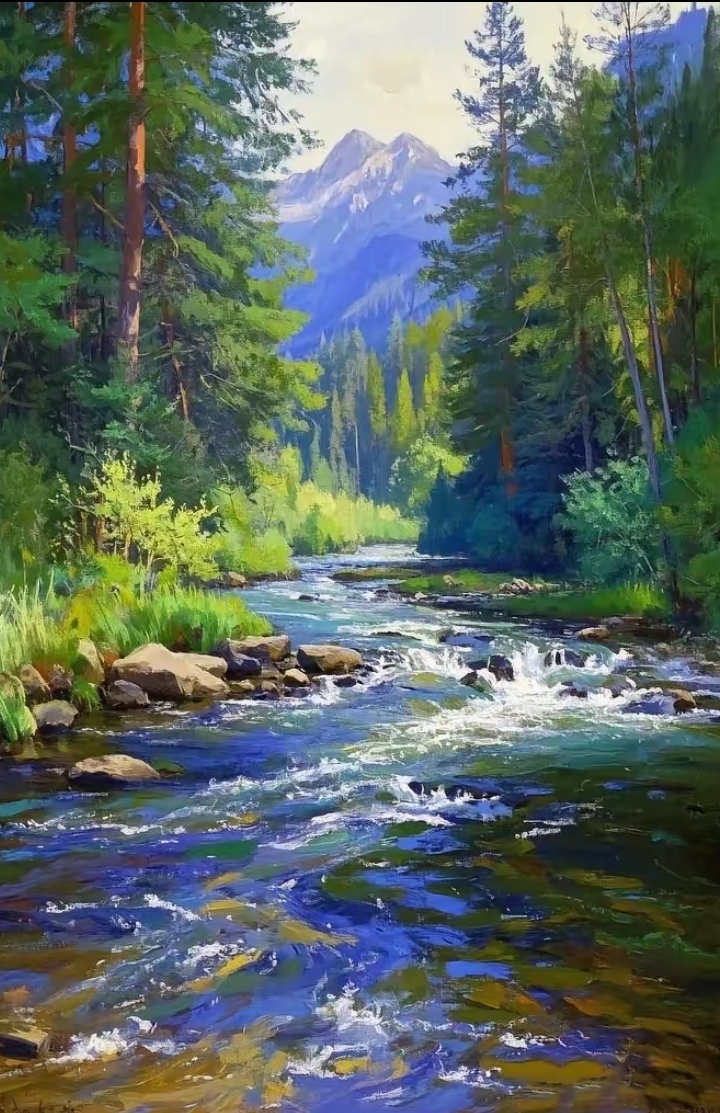 森林风景画作分享