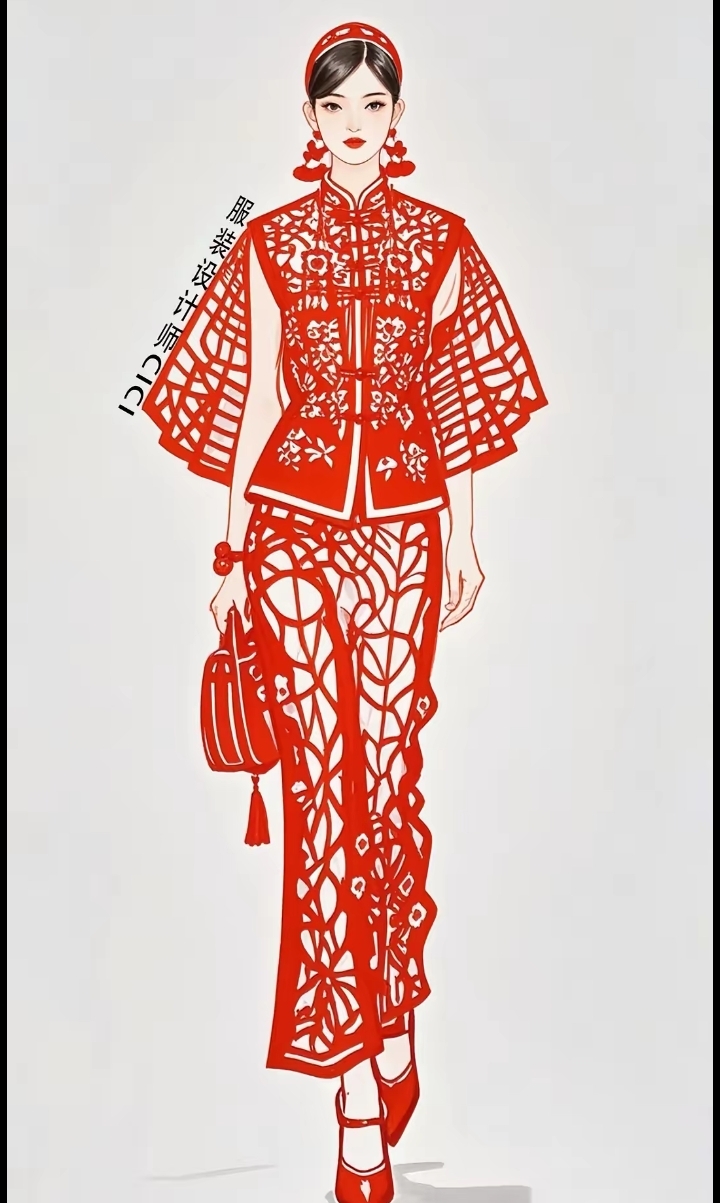 分享图片:美美的服装剪纸