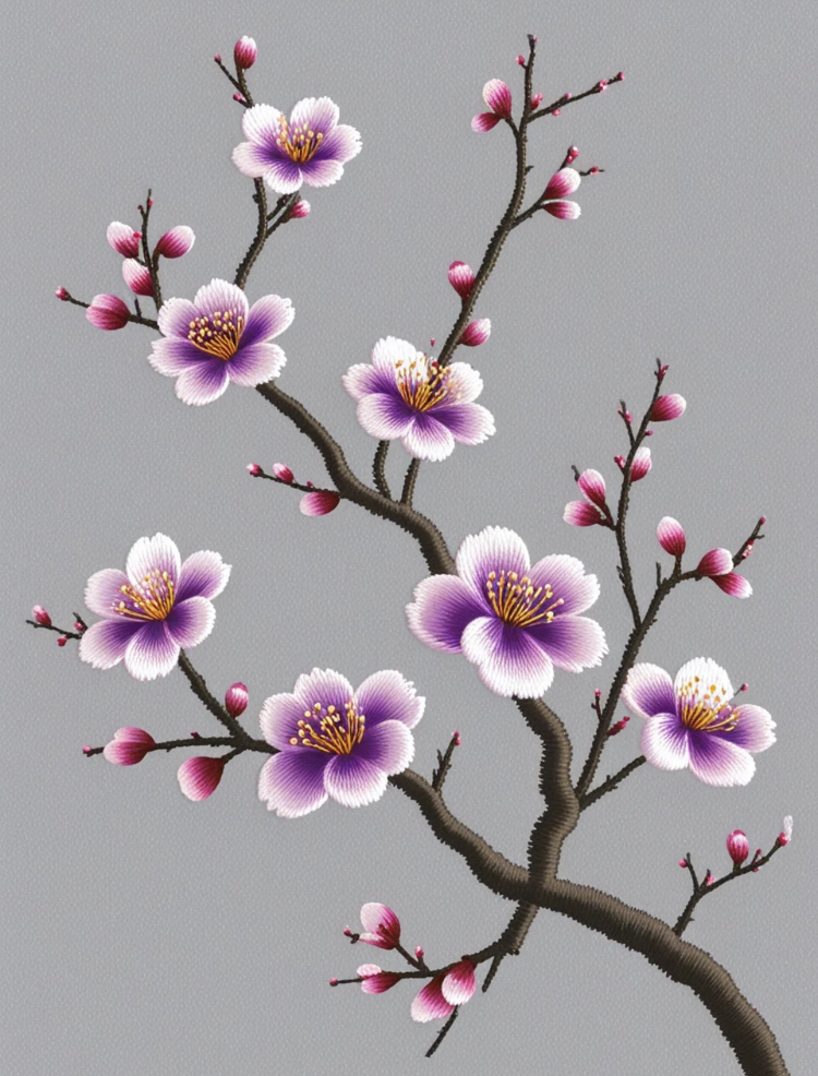 手工刺绣的梅花