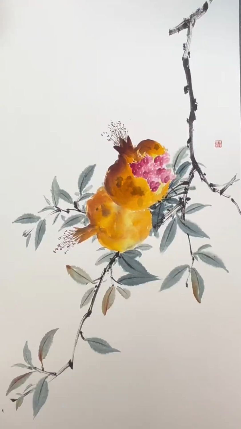零基础教学画石榴,多子多福笑口常开