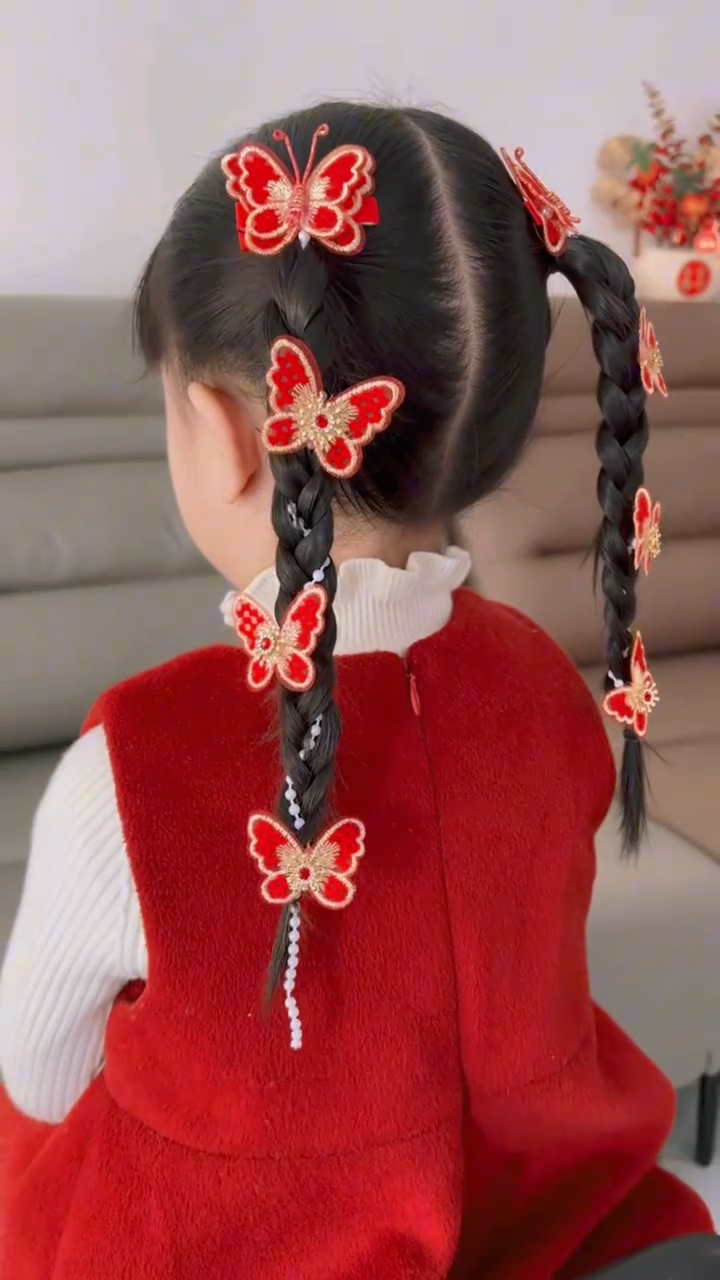 儿童新年麻花辫教程