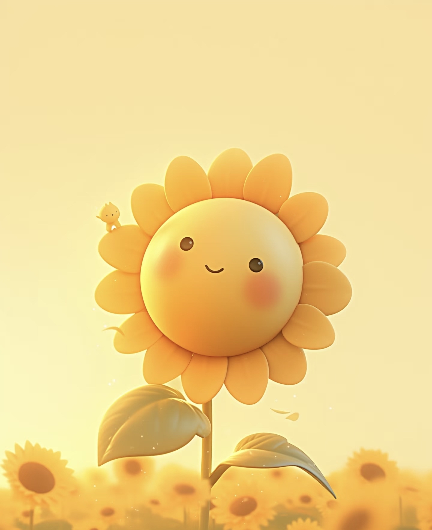 清晨 光芒穿透云层 洒在向日葵身上 它微笑着 尽情的沐浴在温暖的