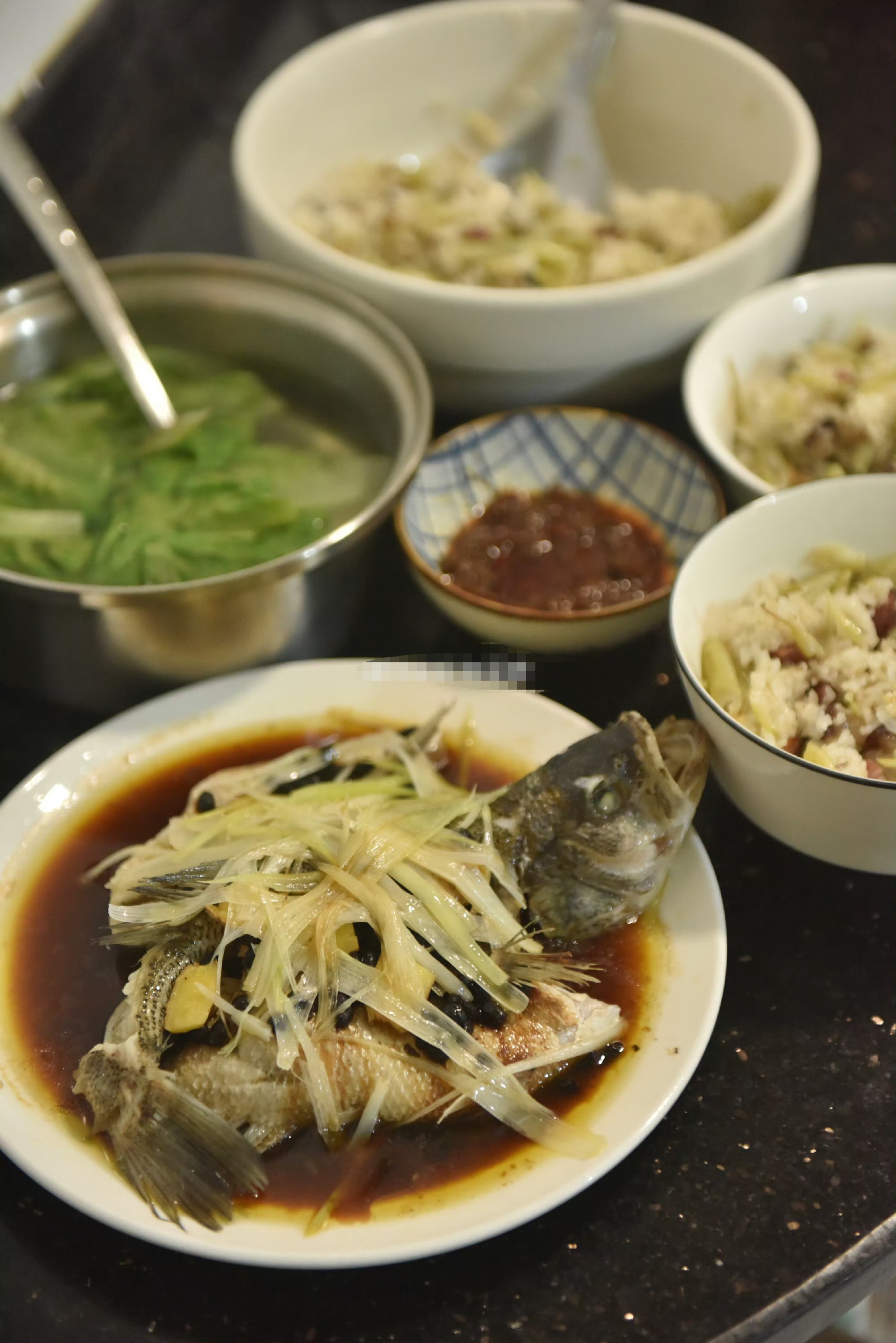 豆豉蒸鱼生菜汤四季豆箜饭