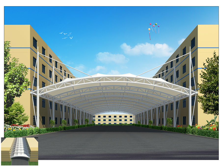 室外停车场遮阳棚雨棚设计