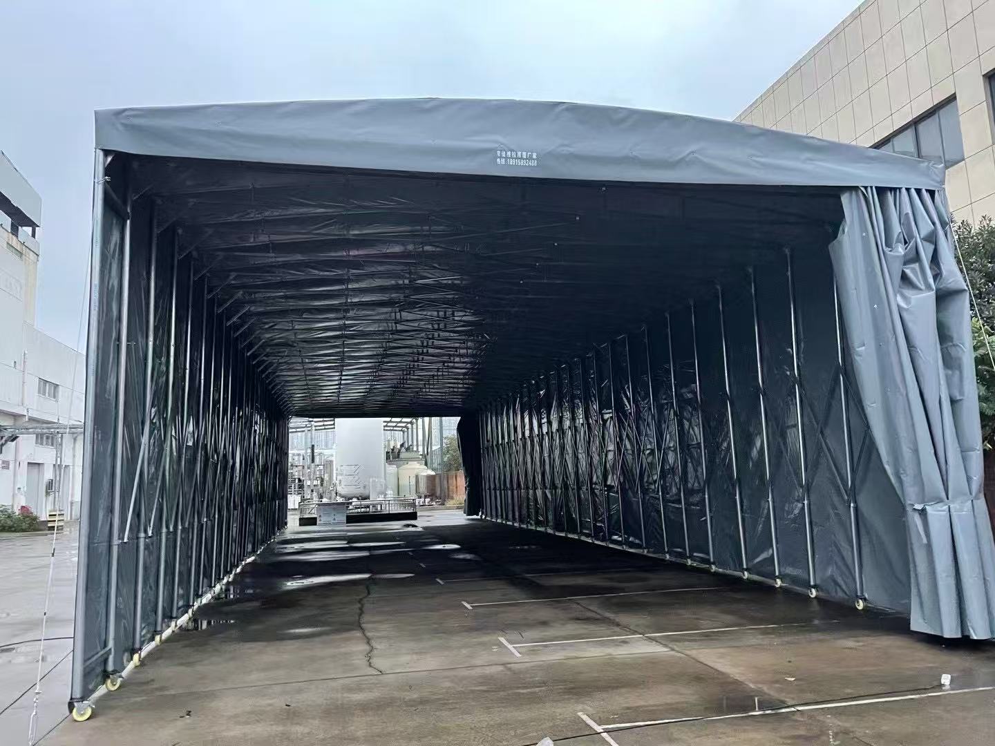 电动雨棚 电动移动雨棚厂家 折叠推拉仓储电动过道雨棚 常州常佳遮阳