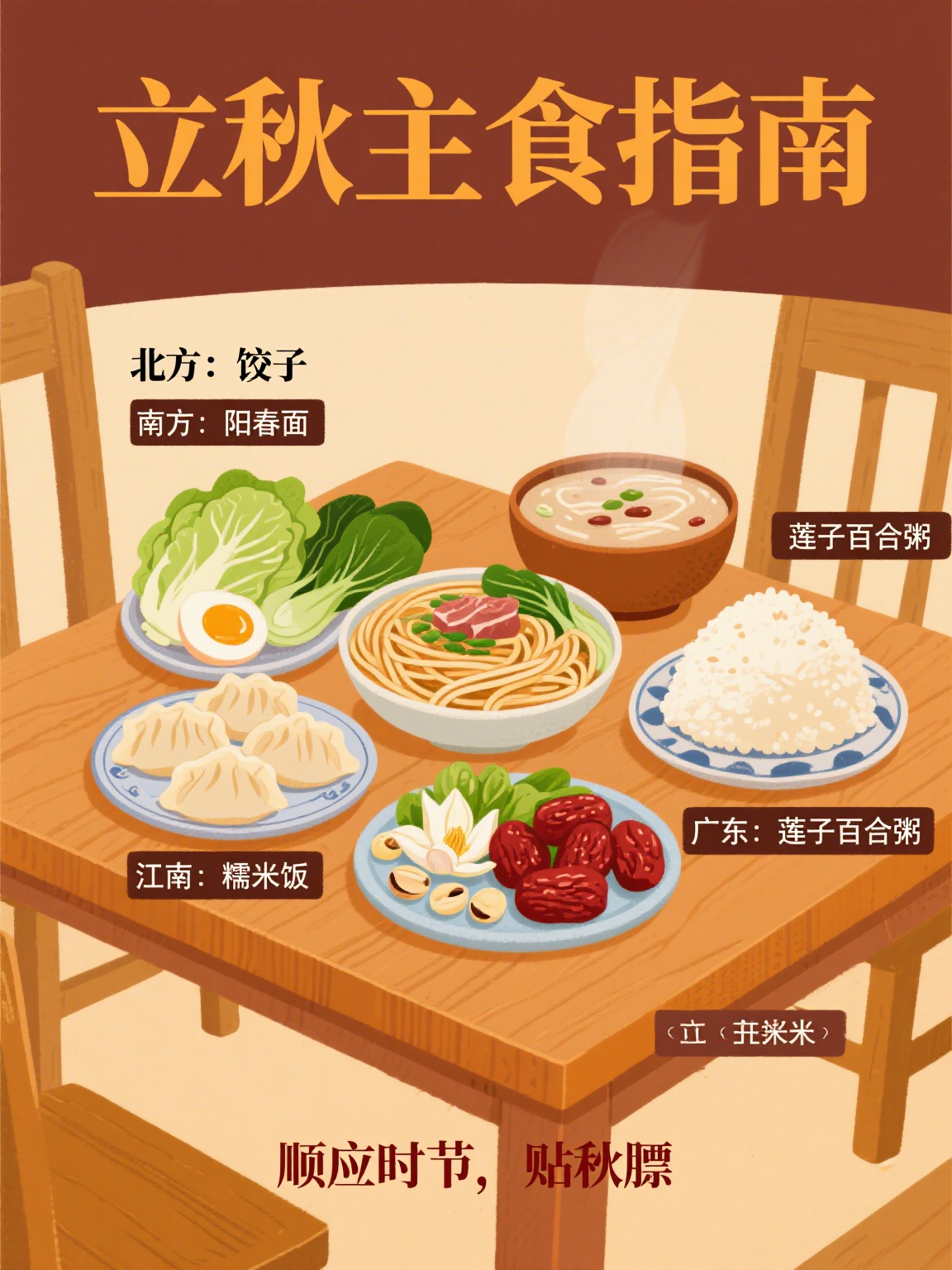 立秋当天吃什么主食 立秋作为夏秋交替的重要节气,民间素有"贴秋膘""