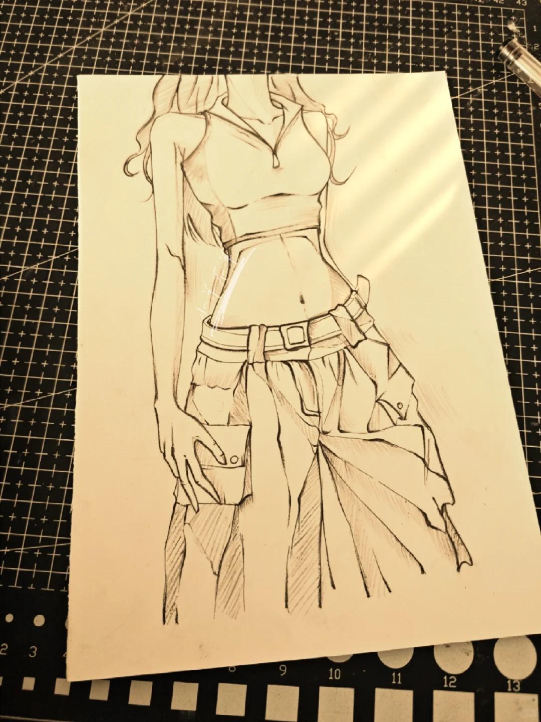 美女黑白简笔画#绘画教程128(附过程) 喜欢动漫主题的友友有嘛