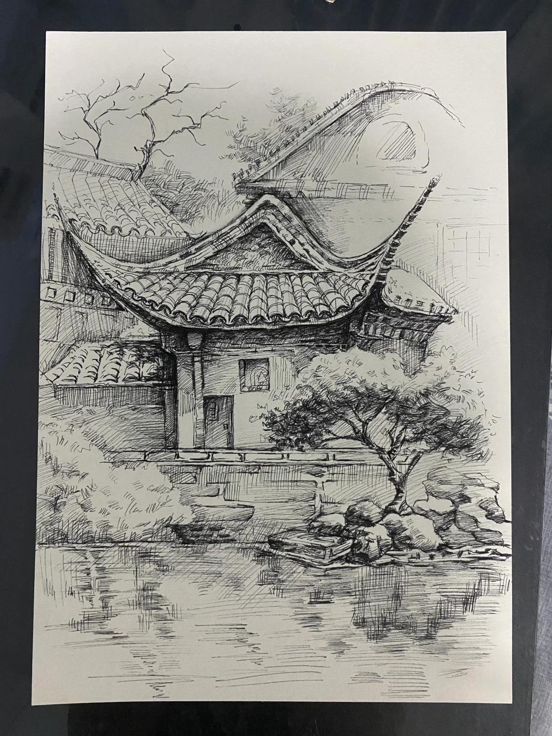 水笔速写风景,练习(临摹) #风景速写