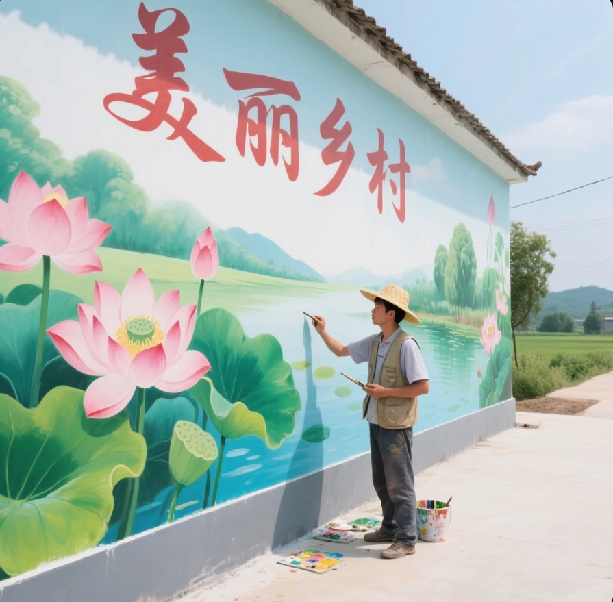广西桂林自建房外墙壁画乡村墙体彩绘墙绘画师团队