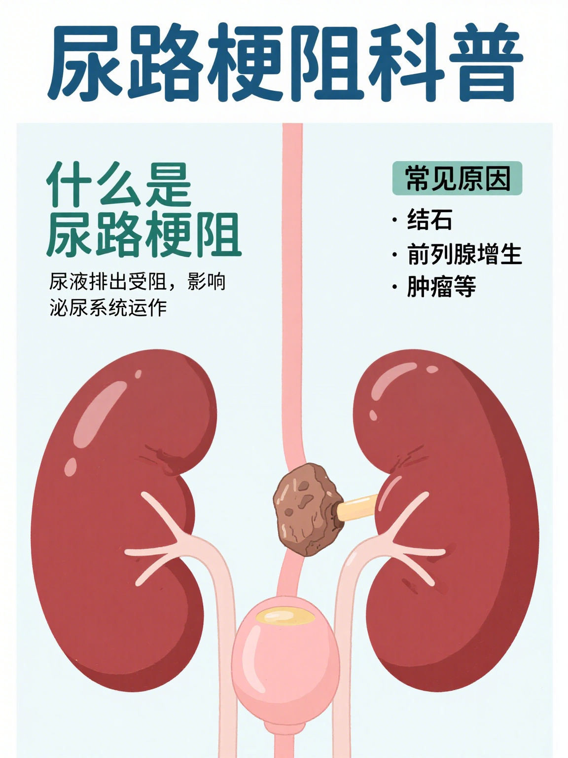 尿路梗阻 尿路梗阻就像泌尿系统里的"交通堵塞",指尿液在排出过程中