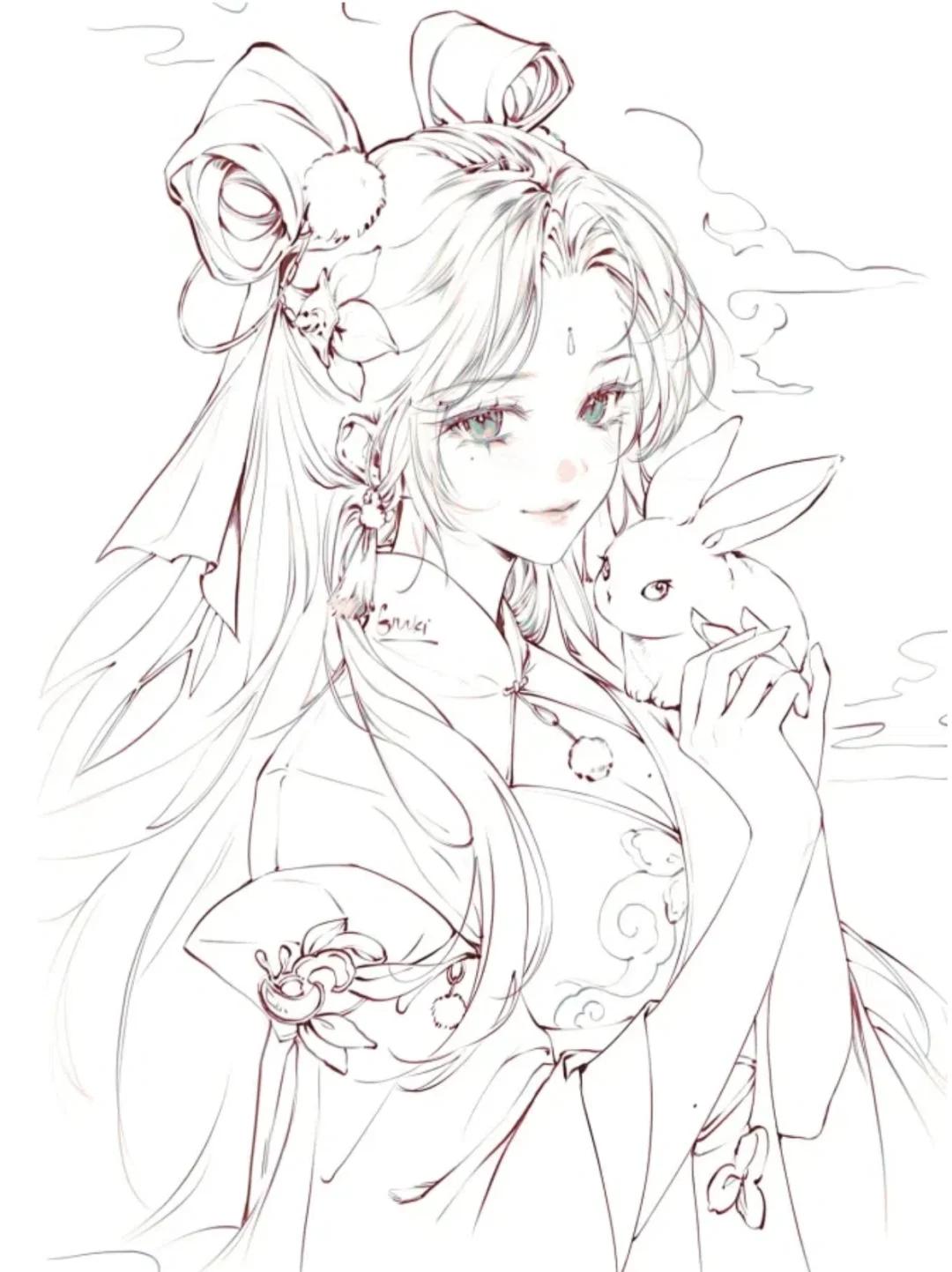 清冷少女 #临摹线稿