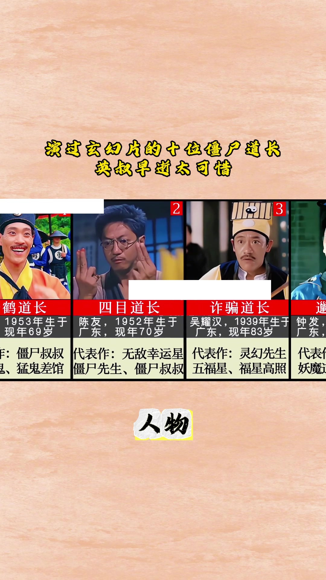 演僵尸的几个有名的演员