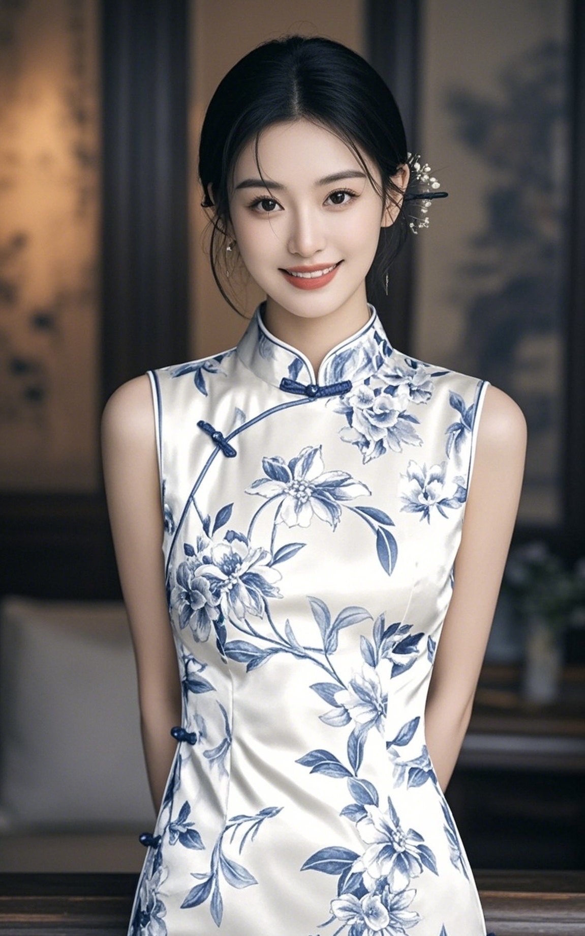 动态连更挑战 旗袍 青花青花瓷旗袍旗袍发型长发简单好看旗袍的