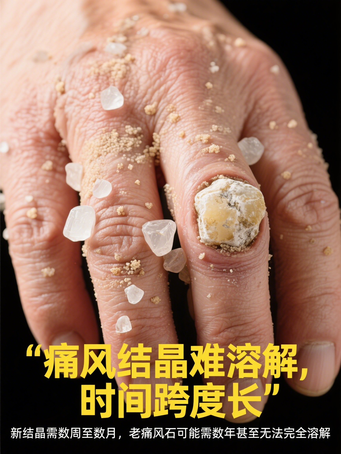 痛风结晶一般几天溶解 痛风结晶(尿酸盐结晶)的溶解时间并非固定数值