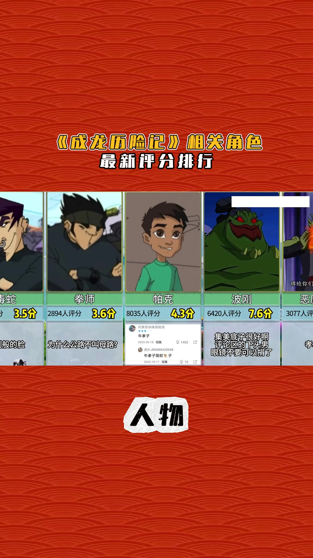 《成龙历险记》相关角色最新评分排行