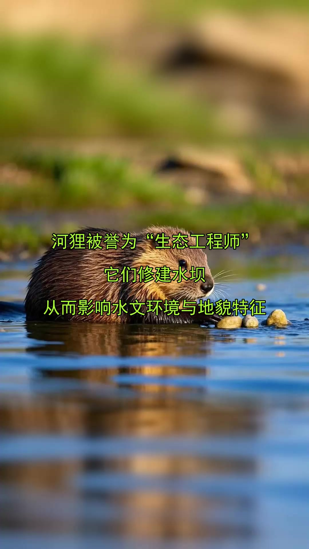 河狸被誉为"生态工程师",它们修建水坝,从而影响水文环境与地