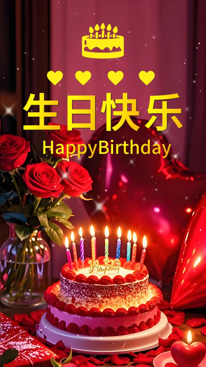 红色浪漫温馨生日快乐