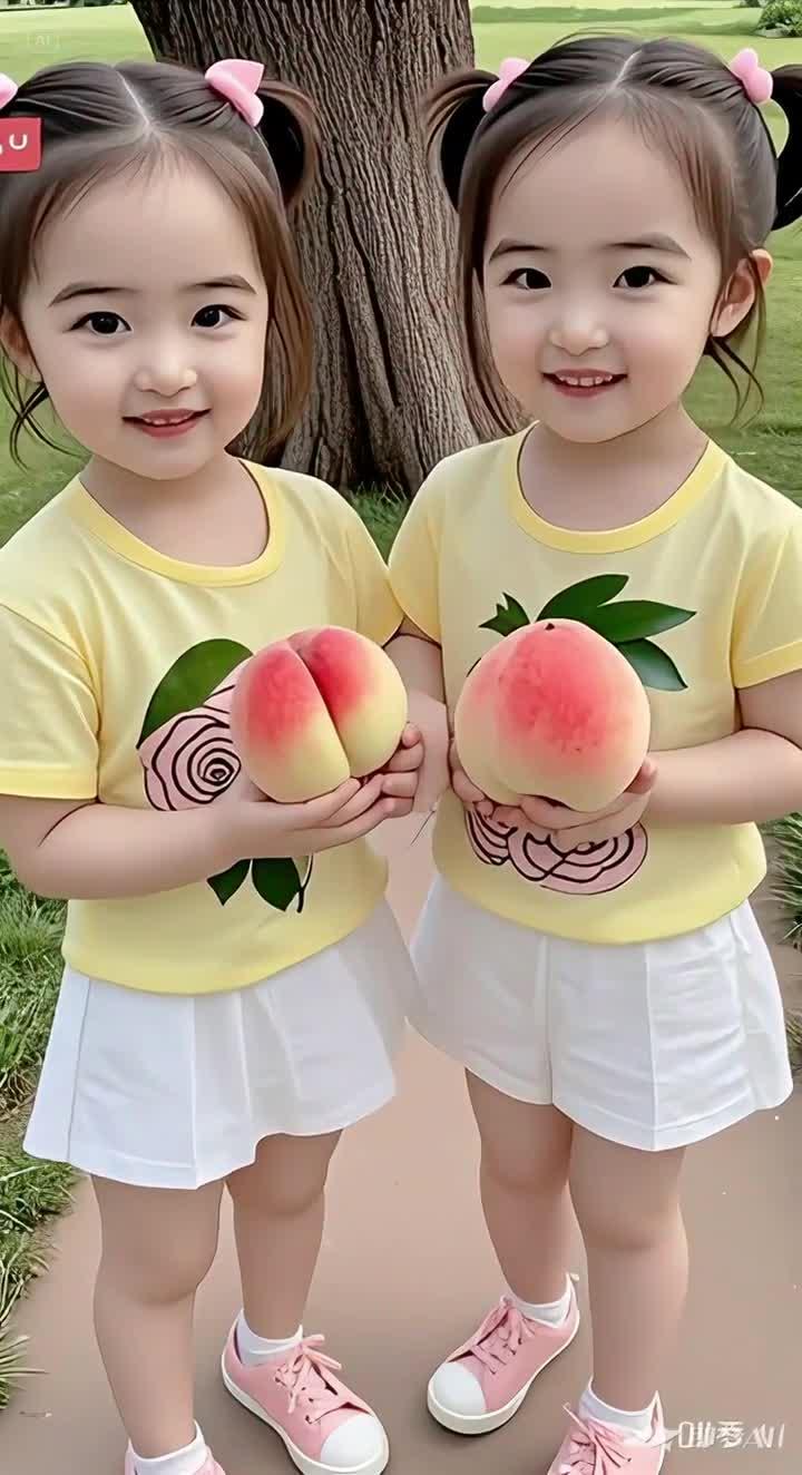 双胞胎萌娃萌宝治愈系宝宝两个小棉袄