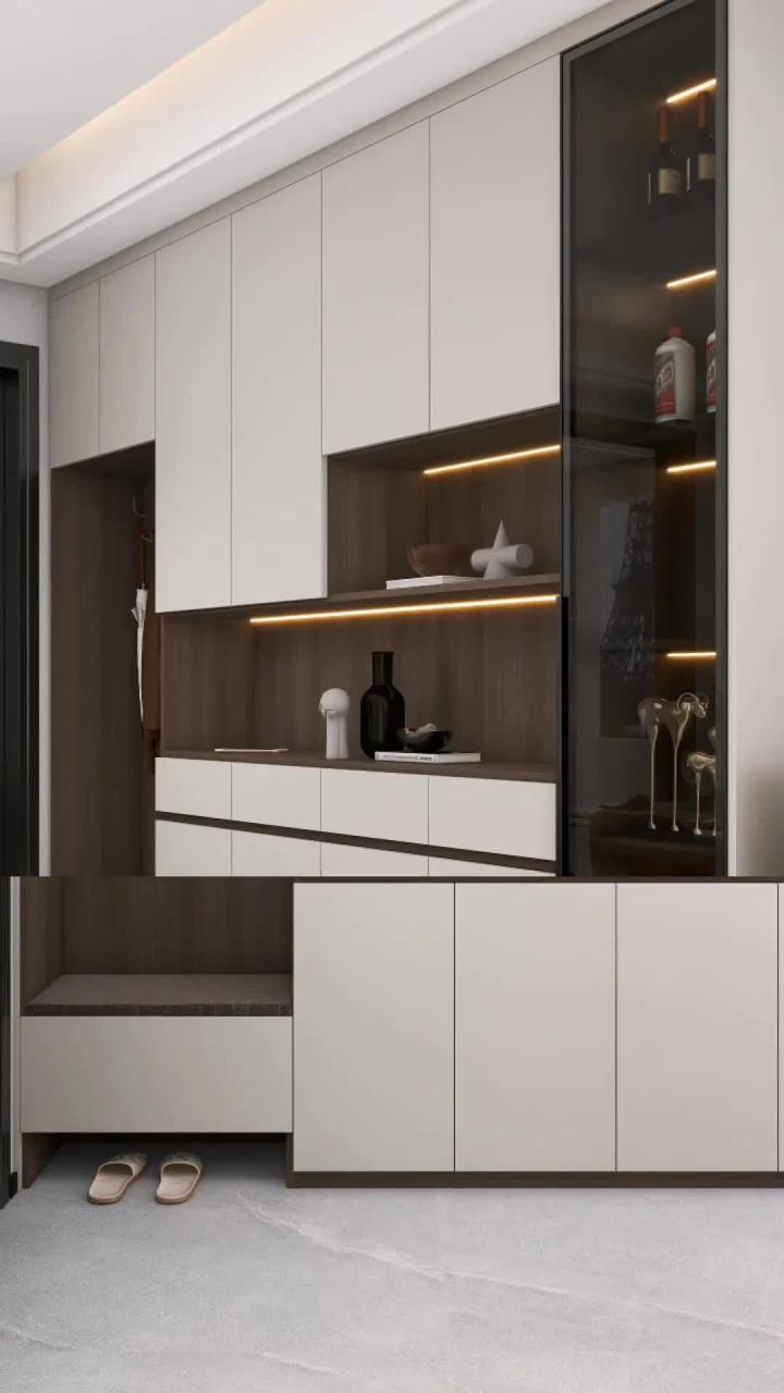 入户柜子一体,鞋柜加酒柜