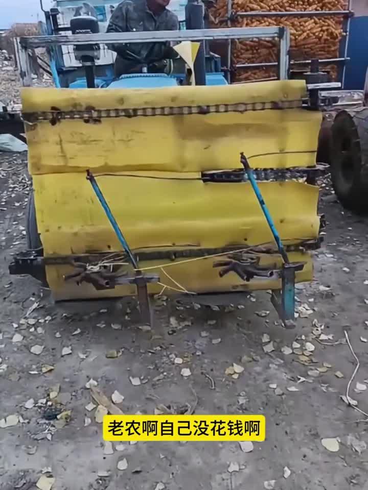 牛人一分钱没花制作的割苞米杆神器