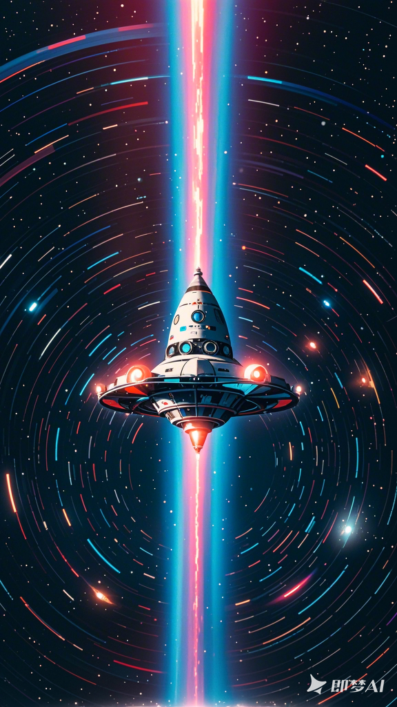 航天器穿越时空科幻图ai绘画手机壁纸