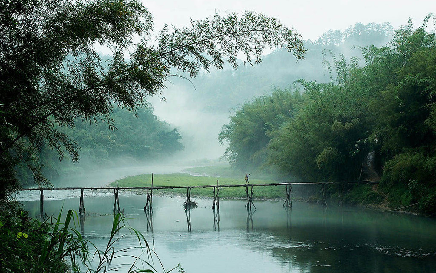 小桥流水人家背景图图片