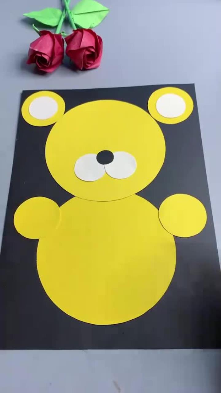 用圆形粘贴成可爱的小老虎快试试