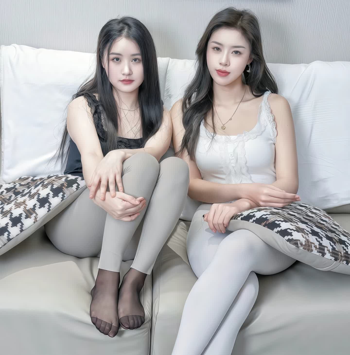 这对漂亮姐妹花的穿搭格外惹眼