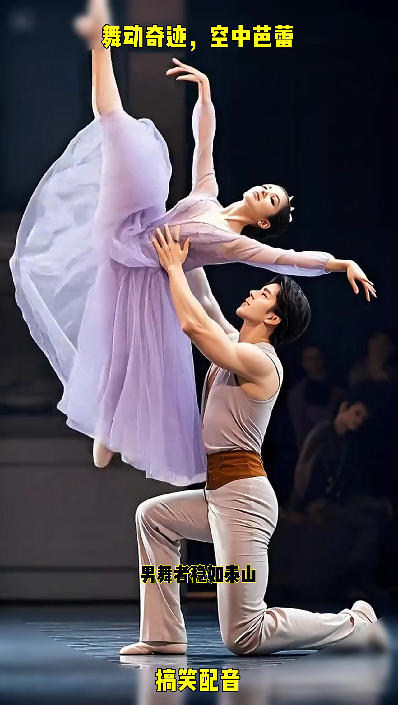 舞者深情托举,裙摆飞扬,瞬间定格心动瞬间
