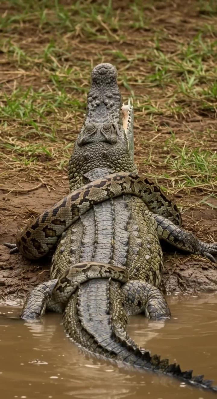 巨型鳄鱼现身,惊险瞬间不容错过