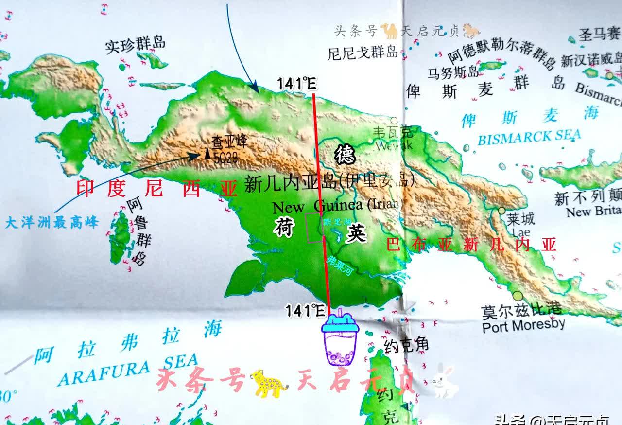 印度尼西亚与巴布亚新几内亚在面积78万平方公里的新几内亚岛上有条